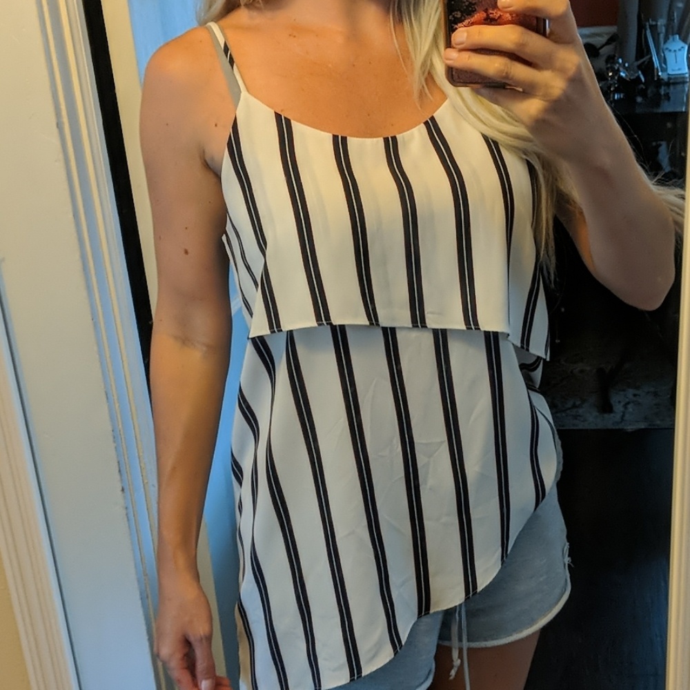 Striped asymmetrical tank